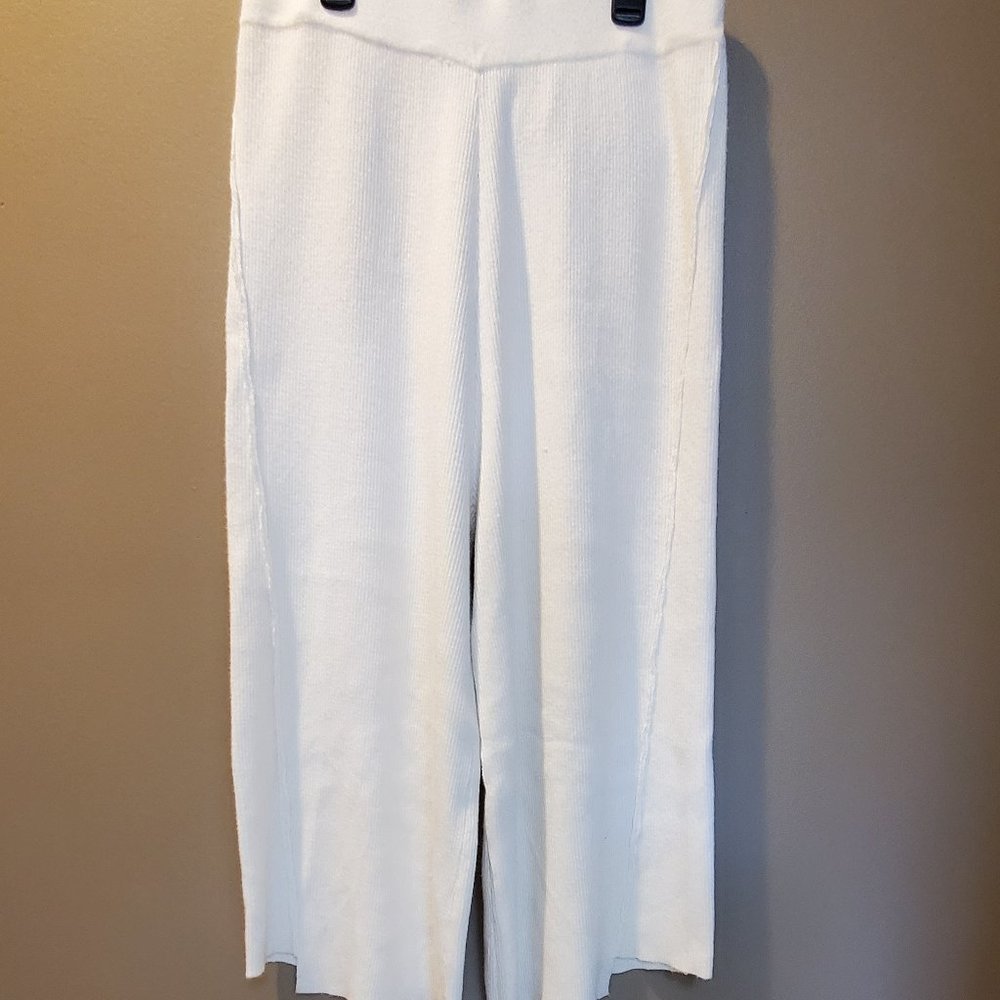 ZARA White Sweater Knit Wear Collection Pants